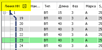 Кнопка сворачивания/разворачивания линий