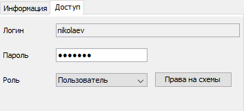 Вкладка Доступ
