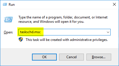 Запуск планировщика заданий Windows
