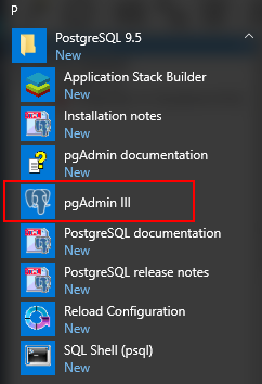pgAdmin в Пуск